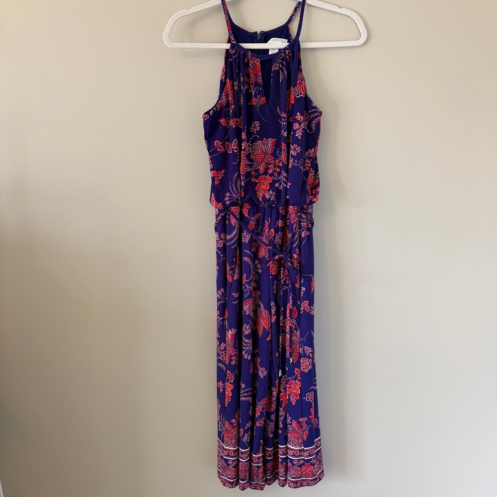 London Times Purple and Red Jumpsuit Size 4